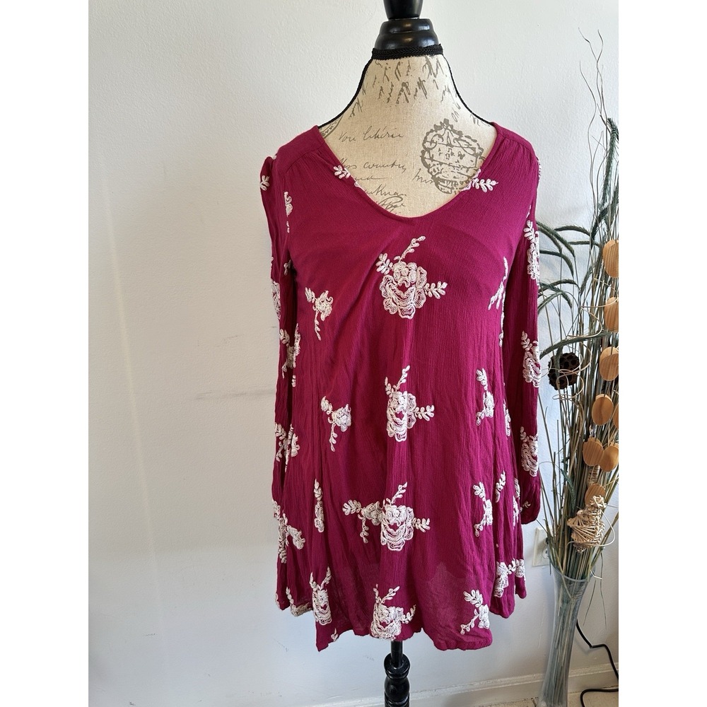 Free People | Austin Emma Embroidered‎ Floral Boho Mini Dress Size XSmall